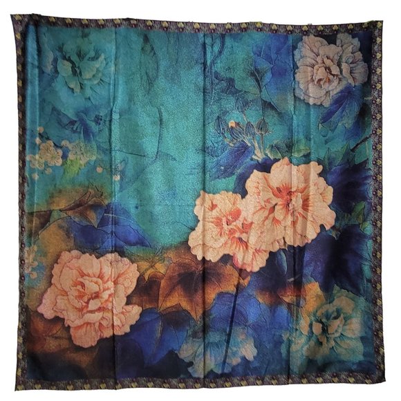 NWT 100% Mulberry Silk Scarf 55 Momme 53" X 53" High Quality Large Square S5083 - Picture 1 of 6